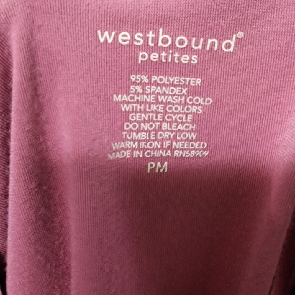 Westbound Petites Mauve Velour 3/4 Sleeve Pocket Top PM RN58909 - Picture 5 of 5